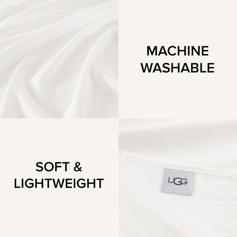 UGG King Sheet Set 4-Piece Luxury Cooling Sheets Deep Pockets Premium Bedding with 2 Pillow Shams Hypoallergenic Machine Washable Soft Lightweight Bed Set for Bedroom, King, White (Hedi) - Image 4